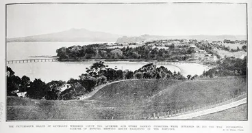 Image: The picturesque island at Auckland whereon Count von Luckner and other German prisoners were interned during the war