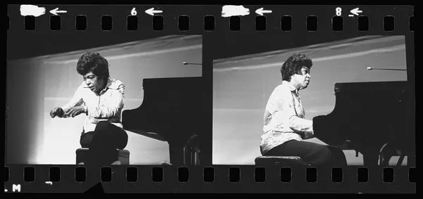 Winifred Atwell rehearsing on stage