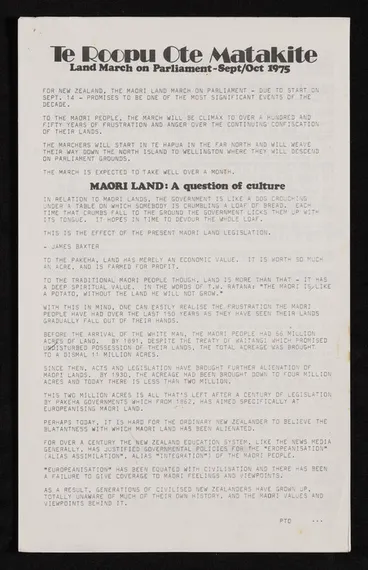 Image: Te Roopu Ote Matakite Land March circular