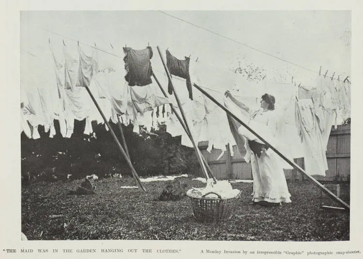 'The maid was in the garden hanging out the clothes.' a Monday invasion by an irrepressible 'Graphic' photographic snap-shooter