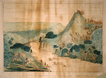 Image: Florance, Augustus H, 1812-1879 :Maori tactics. Fight at Waiari, on the Mangapiko River, N.Z., on the 11th of February 1864 - vide "Supplement Illust. Lond; News", May 28th 1864. [ca 1864]