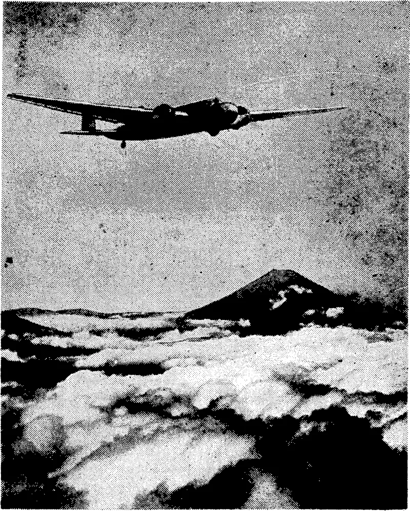 The Nippon flying above the famous Fujiyama, in Japan. (Evening Post, 22 September 1939)