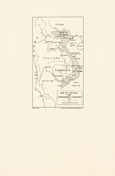 Map of Vietnam and surrounding countries / drawn by Lands & Survey Dept., Wgton, N.Z.