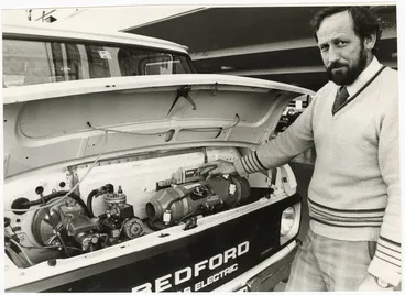 Image: Geoff Stone with Bedford Lucas electric van