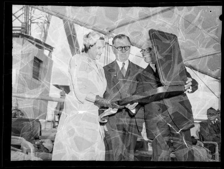 Auckland Harbour Bridge plaque unveiling, 1956