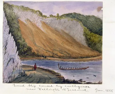 Image: [Gold, Charles Emilius] 1809-1871: Landslip caused by earthquake near Wellington N. Zealand Jan 1855