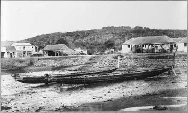Image: Waka on the beach at Mechanics Bay