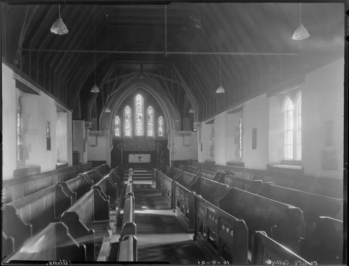 Interior view of chapel, Christ's College, Christchurch