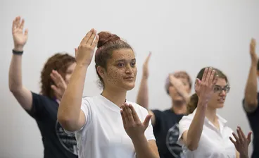 Image: Students from Van Asch Deaf Education Centre perform national anthem