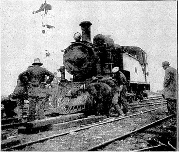 Image: Evening.' Post" Photo. 'OFF THE LINE AT, NGAHAURANGA.—Traffic on the out line between.. Ngahquranga and-Petone was held up for the: greater part:of to-day by the derailment of the engine of a morning Wellingifin-Petpne ,-;:-7' 77; '. train. No serious damage was done. , (Evening Post, 13 April 1932)