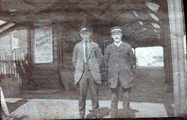 Image: Woodville Railway Station with 2 men (unidentified)