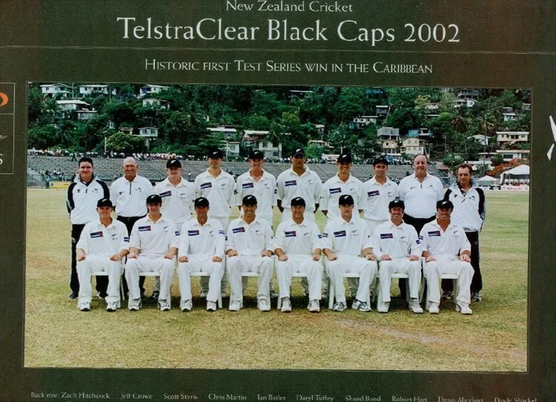 Photo: New Zealand Cricket - TelstraClear Black Caps 2002 - Historic First Test Series Win in the Caribbean