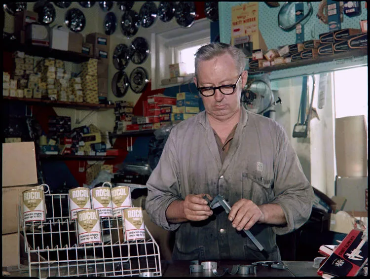 Owen Spargo at UWanta Car Wreckers, Sandringham, 1971