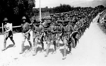Soldiers marching near Featherston Military Camp