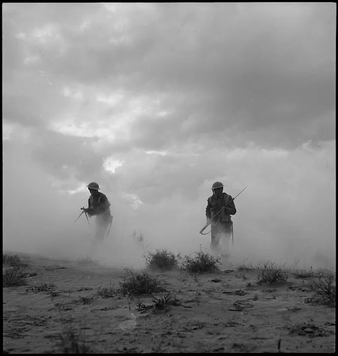 Maori Infantry advances in the Western Desert, World War II
