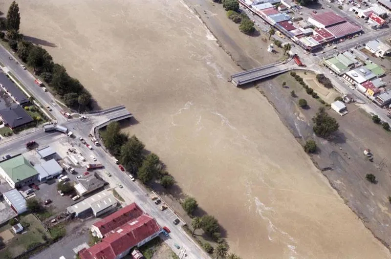 Photograph, damage to Wairoa Bridge after Cyclone Bola