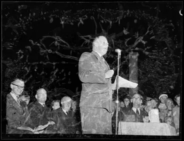 Image: Auckland Harbour Bridge protest, Devonport, 1953