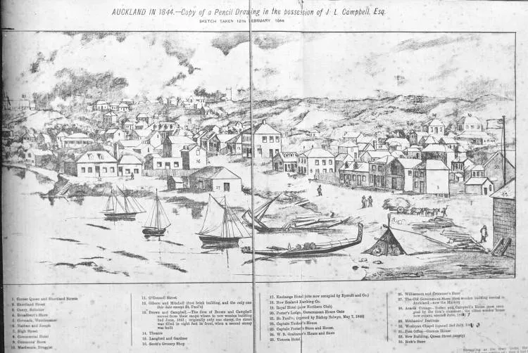 Sketch of Auckland in 1844
