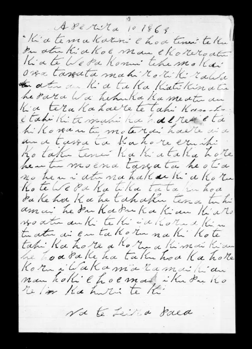 Letter from Te Teira Paea to McLean