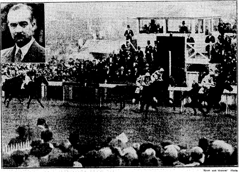 FINISH* OF THE 1931 DERBY.~-2'Aoz^ the- great' Englis- classic1 run- on-3rd' June.: ~The is ' here shown, .CameroninnkwinningJrorniOrpen and' Sandwich. ' Inset,- Mt.<J* , , ....•■ ;•■.•.■:■:■■".: . Dewar*owner of Cameraman. . " . ■ , • , '■ ' ' ■ ' '..■■.,'.' ''\ '[ '''..' '. . ' ■'•'.' '•"Sydney :Mdrning-'BOTald". Photo! – ~ ■ ; '.-Sport and General'./Fhot'o "Evening Post": t'hoto. PREPARING FOR A; LONG- JOUm^EX-^lCl C/dclMer,ihe.Neiv MR. W.! ADAMSON,; Secretary of ; MR. A. S.: ROGERS, Jeputy Zealand', airman,\ getting:his seaplane ':re^dy J<ist ';Tfiursddyi in' pre-1 State for Scotland,who: willintro- general .manager of the London .pardtion for hii flight to England via' Japan: He'left,■Farm. Cove,. dace the Lord Provost of'Edin- ■ Lancashire Insurance Company, ■•. ■• i Sydney, on Friday. •■ :■ ' ■'-' ■■■■'■' ••■•' ; totlieKing:..' who arrived by: the Uiimaroa ■ (Evening Post, 07 July 1931)
