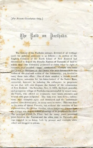 Image: The Raid on Parihaka, (Page 1/3) by Samuel Croumbie-Brown, 6 Nov 1881