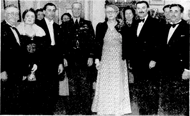 General Robert L. Eichelberger, ~,,. , , „, ™ , 7 , . , • 7 , .. T 7 commander of the United States After handing over a cheque for more than £1000, the proceeds of a recital given by the pianist Isador Bth Army from whom the com- Goodman for patriotic purposes, the Governor-General and Lady Newall and the pianist and others mander of the Japanese Ist Army posed for this photograph to mark the occasion. From left, Mr. Will Appleton, Mayor of Wellington, received instructions covering the Lady Newall, Mr. Goodman, his Excellency, Mrs. Appleton, Mr. Levitoff, and Mr. Vincent Ward, secretary Allied entry into Tokio yesterday. of the Patriotic Fund Board. (Evening Post, 08 September 1945)