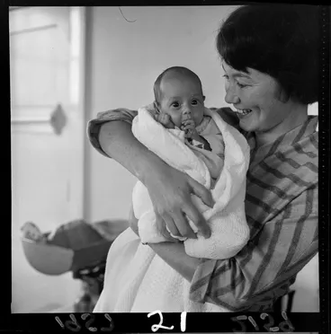 Image: The Royal New Zealand Plunket Society, Karitane Home, probably mother and baby, [Island Bay, Wellington?]