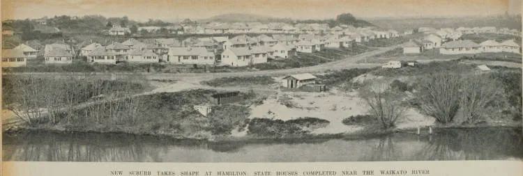 New suburb takes shape at Hamilton: state houses completed near the Waikato River