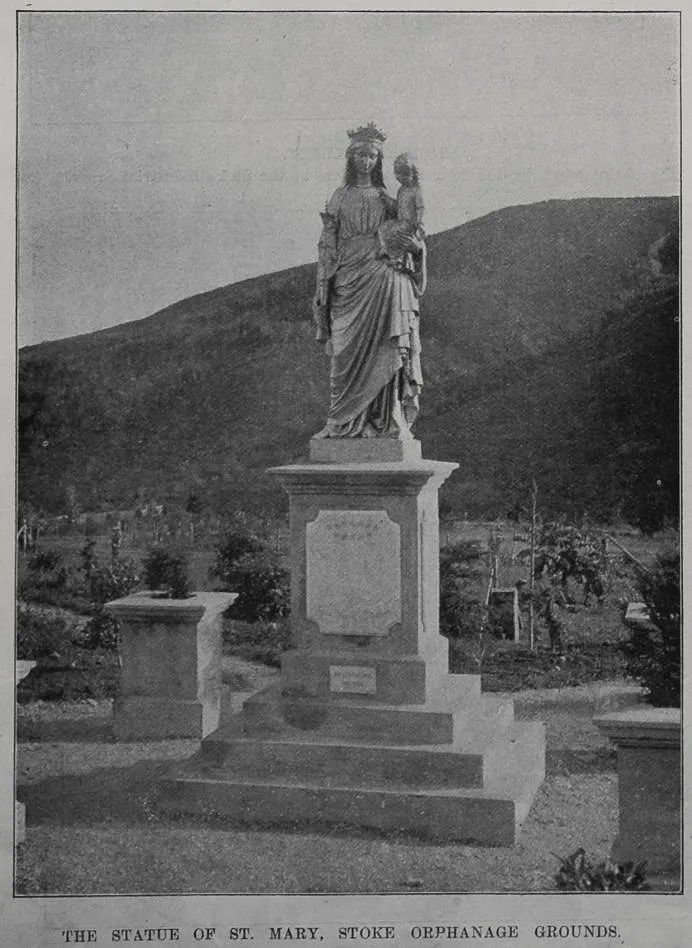 The statue of St Mary, Stoke orphanage grounds