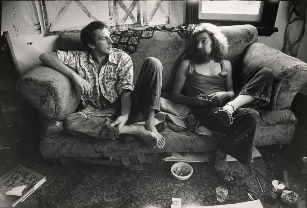 Portrait of Allen Maddox and Philip Clairmont in Allen Maddox's studio