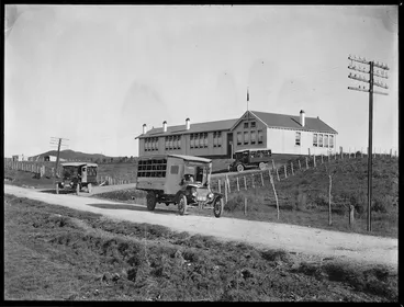 Image: Department of Education buses leaving Piopio School, Waitomo district