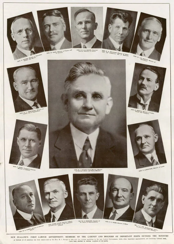 New Zealand's first Labour Government: members of the cabinet and holders of important posts outside the Ministry