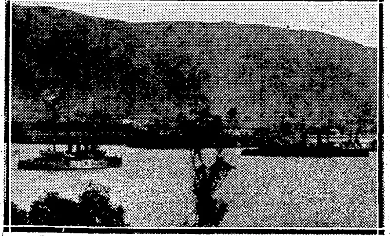 Evening Post" Photo. GOOD-BYE!—Japanese, squadron leaving -Wellington this morning. , ' ' (Evening Post, 03 June 1932)