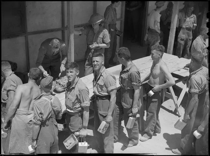 New Zealand troops at Tahag transit camp on their return from Greece