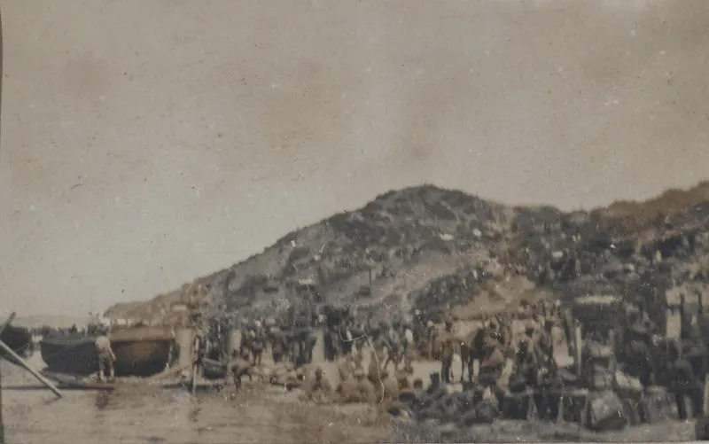 "Beach at Anzac. Spur we went up on landing behind 30/4/15"