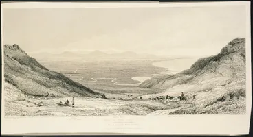 Image: Fox, William 1812-1893 :Part of the great plain, Canterbury settlement. Etched by T. Allom. From a drawing by Wm Fox Esq.r. London, John W. Parker, 1851.