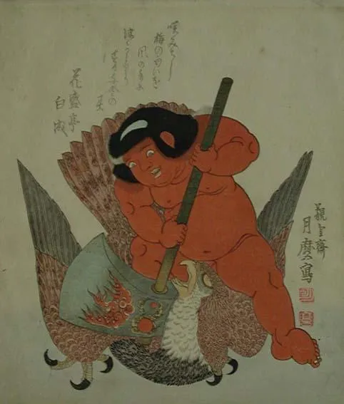 Kintoki doing battle with an eagle