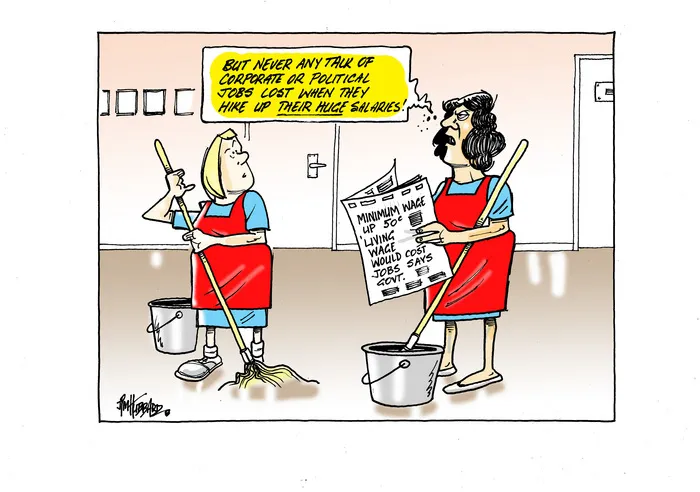 Two cleaners discuss the effects of the minimum wage increase