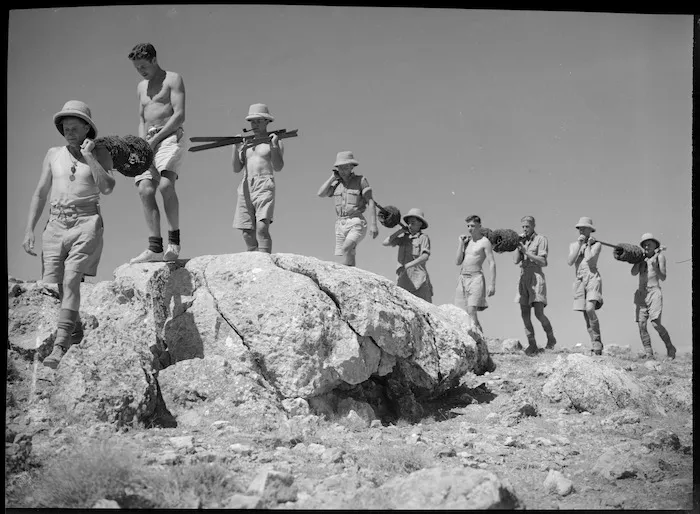 Bringing up wire for defensive positions, Syria - Photograph taken by M D Elias