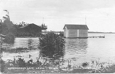 Jetty & boatshed lake Horowhenua Image: Jetty & boatshed lake Horowhenua