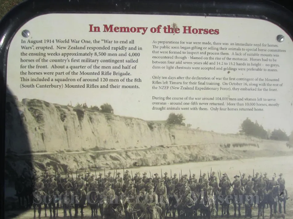 Interpretive panel, "In Memory of the Horses", at Phar Lap Raceway, Timaru