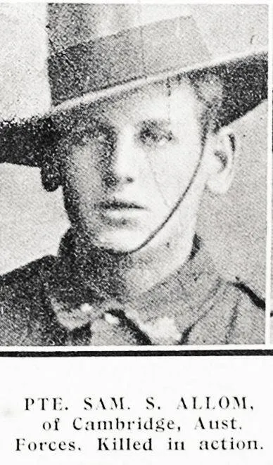 Pte. Sam. S. Allom, of Cambridge, Aust. forces, killed in action