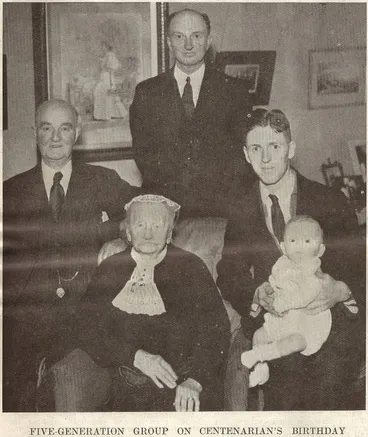 Image: Five-generation group on centenarian's birthday