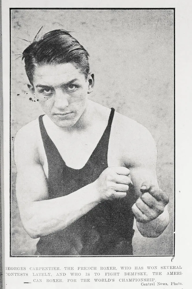 Georges Carpentier, the French boxer, who has won several contests lately, and who is to fight Jack Dempsey, the American boxer, for the World's Championship