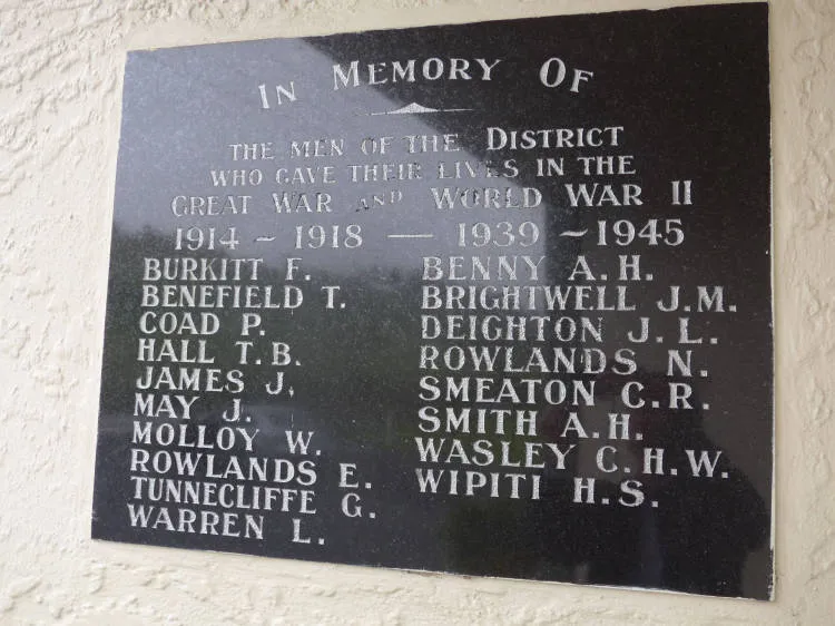 Mangorei Memorial Hall, roll of honour, 2015