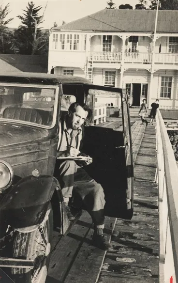 Image: Eric Lee-Johnson at Opononi wharf, Hokianga