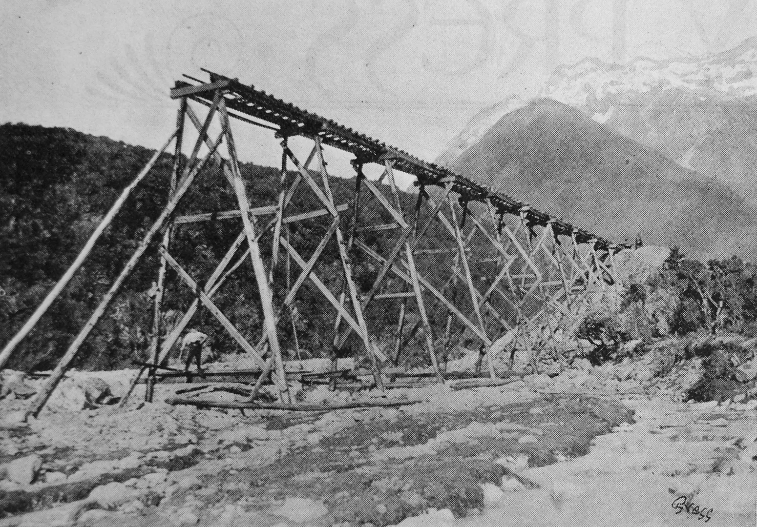 The gantry at the tip head near the tunnel mouth, Otira