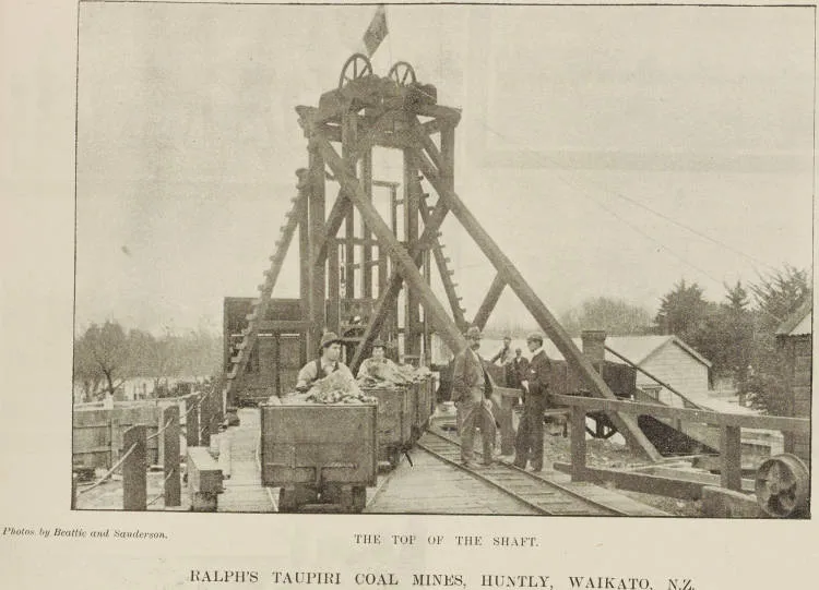 The top of the shaft, Ralph's Taupiri Coal Mines, Huntly, Waikato, N.Z.
