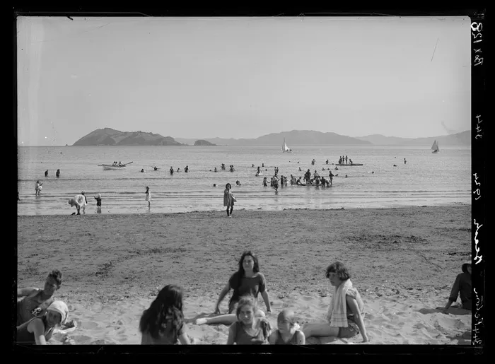 People at Petone beach, Lower Hutt