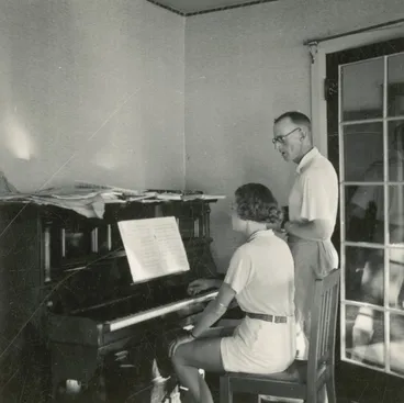 Image: Wallaceville Research Centre staff; George Wickenden practising for choir.